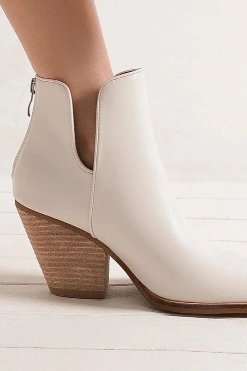 Beast Fashion Pointed Metal - Tip Toe Block Heel Ankle Boots - S. M. & Co.