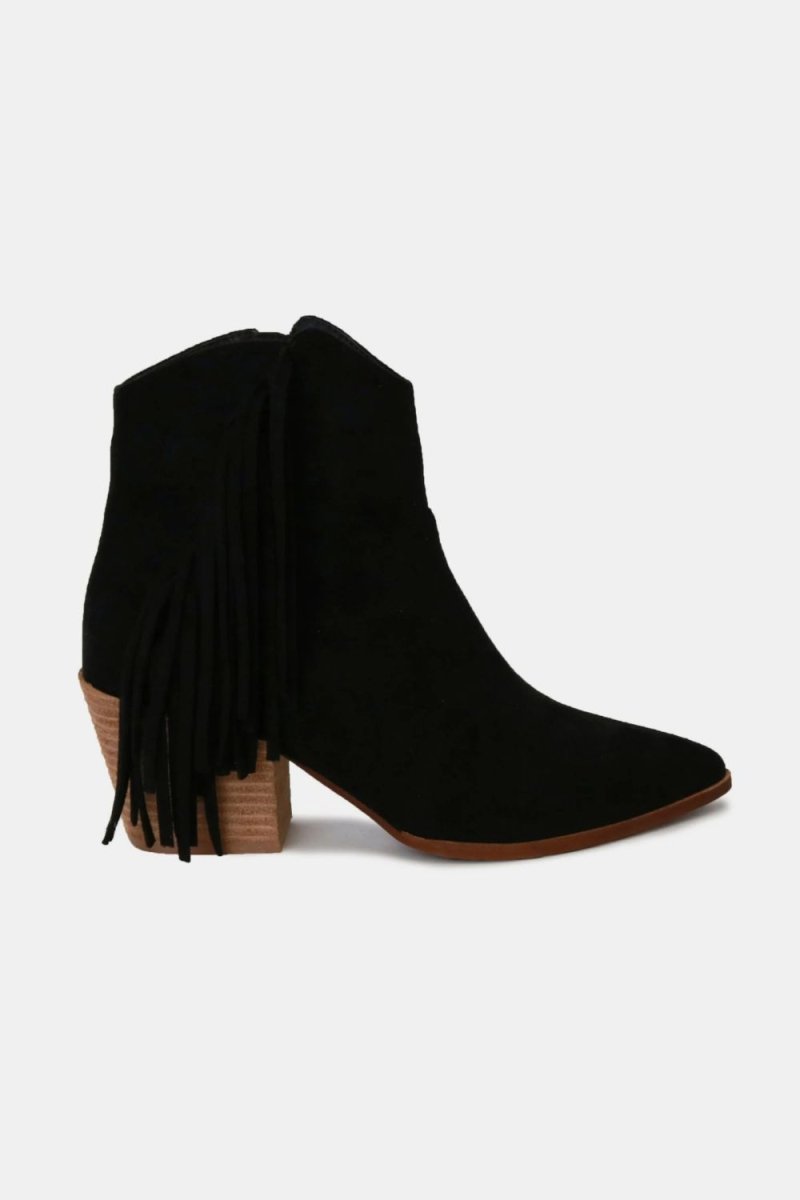 Beast Fashion Suede Fringe Point Toe Ankle Boots - S. M. & Co.