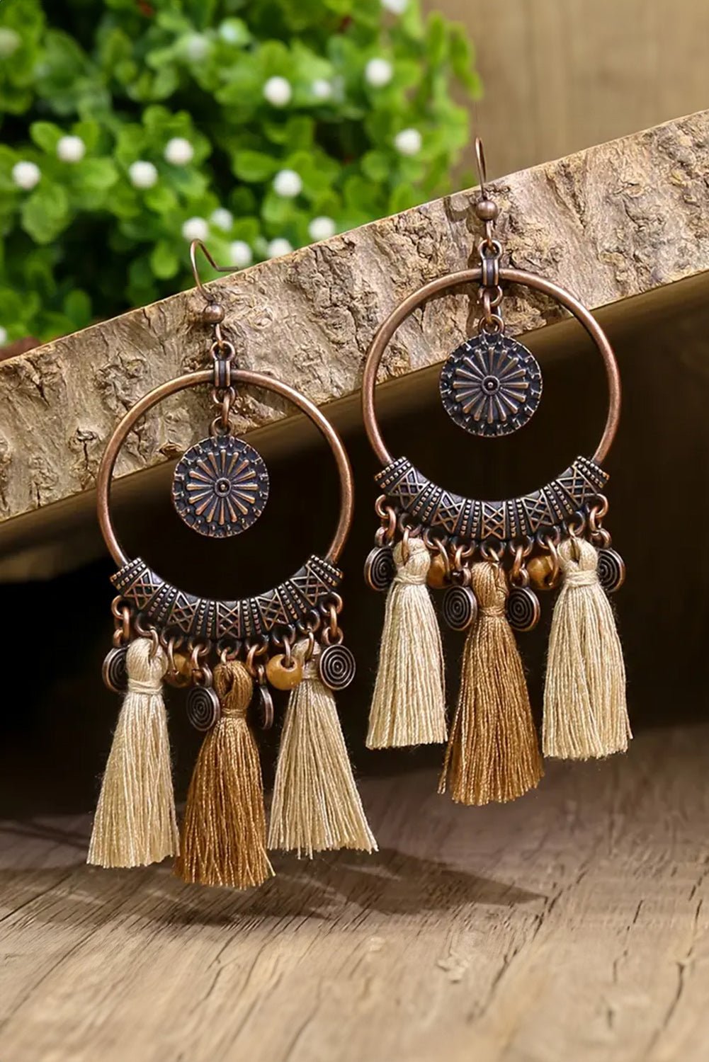 Beige Boho Dangle Earrings - S. M. & Co. Earrings