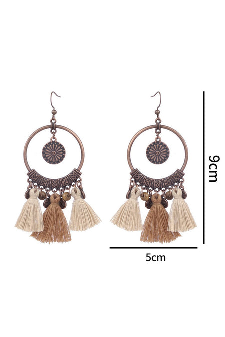 Beige Boho Dangle Earrings - S. M. & Co. Earrings