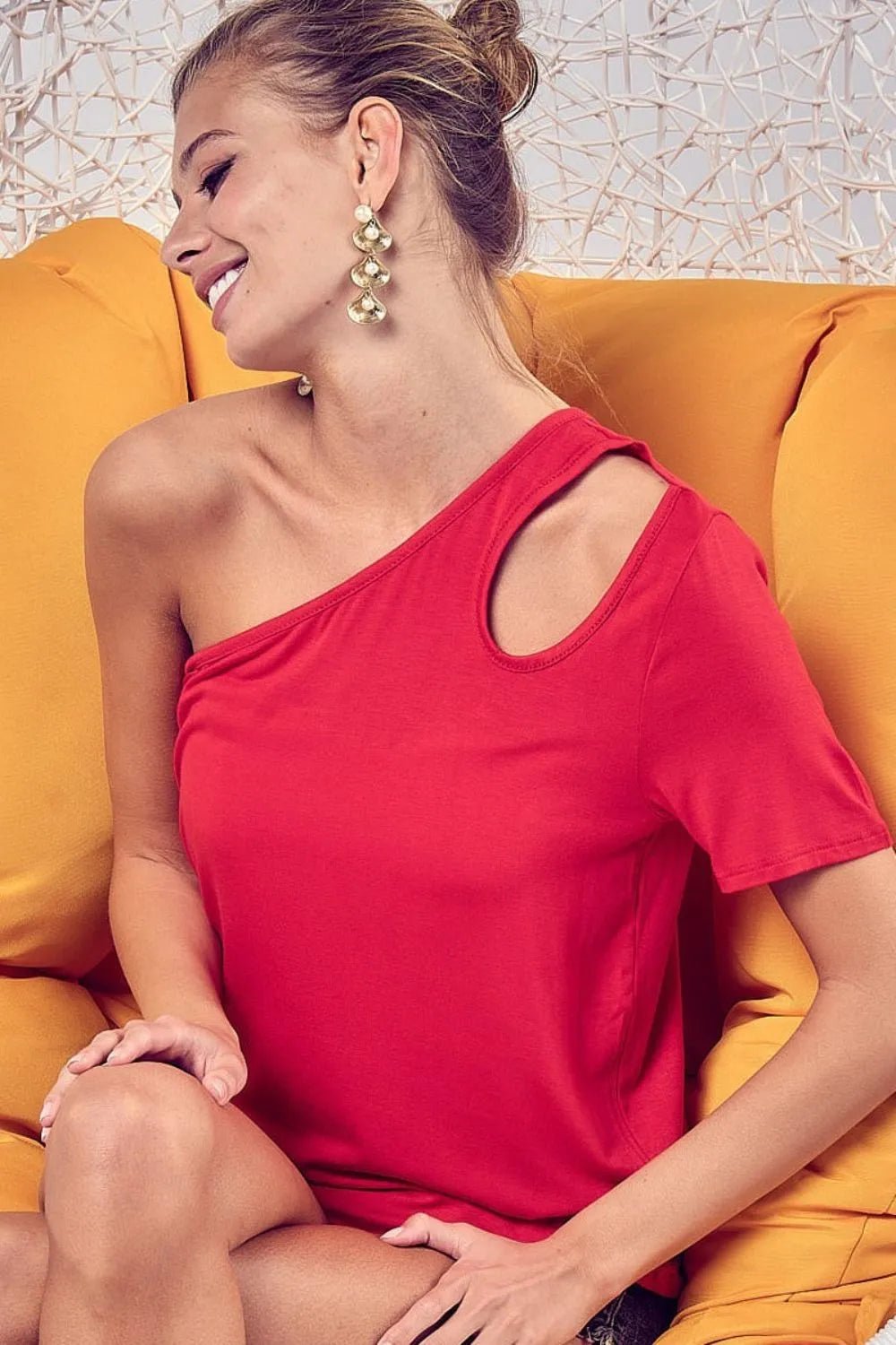 BiBi Cut Out Detailed One Shoulder Top - S. M. & Co.