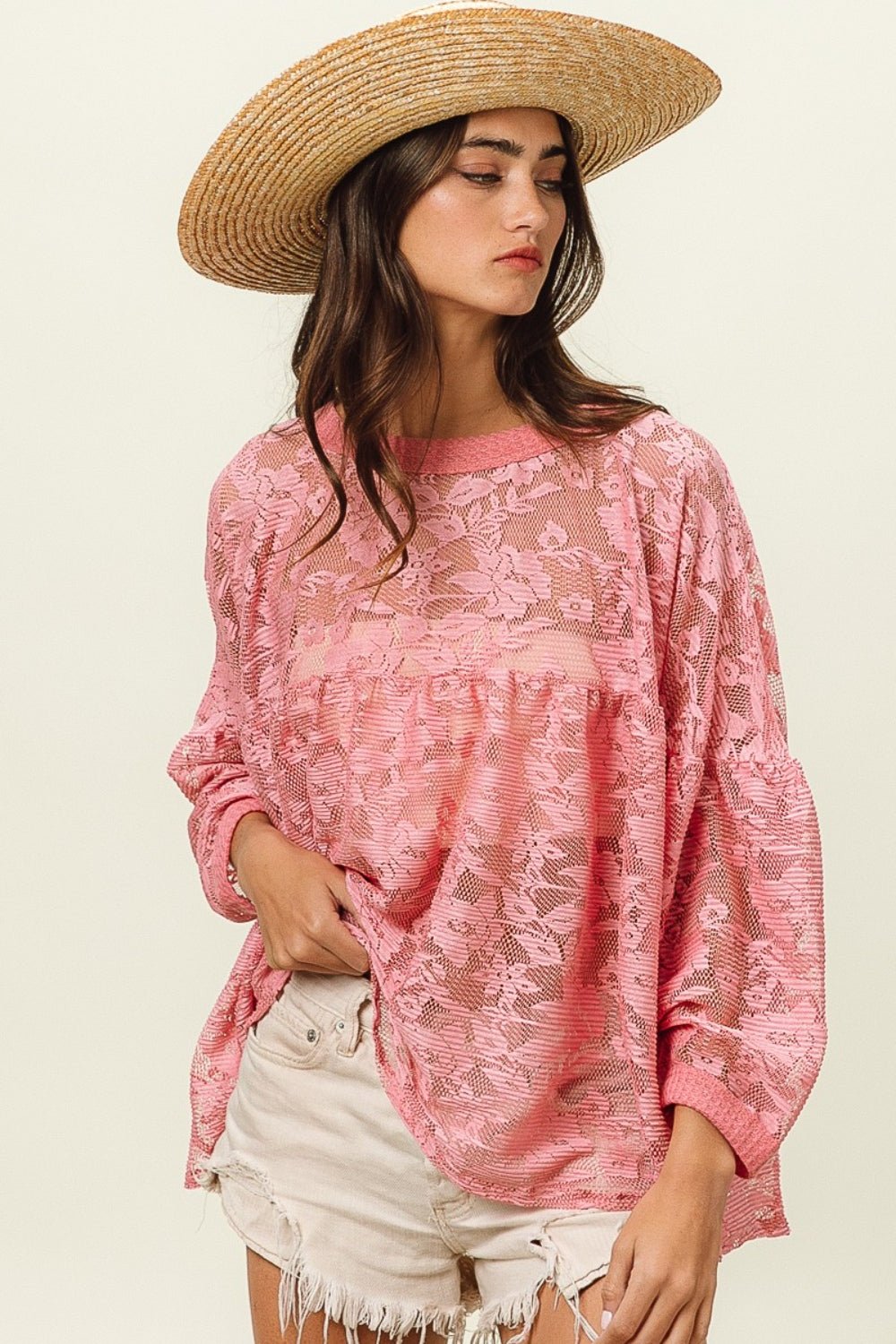 BiBi Floral Lace Long Sleeve Top - S. M. & Co. Shirts & Tops