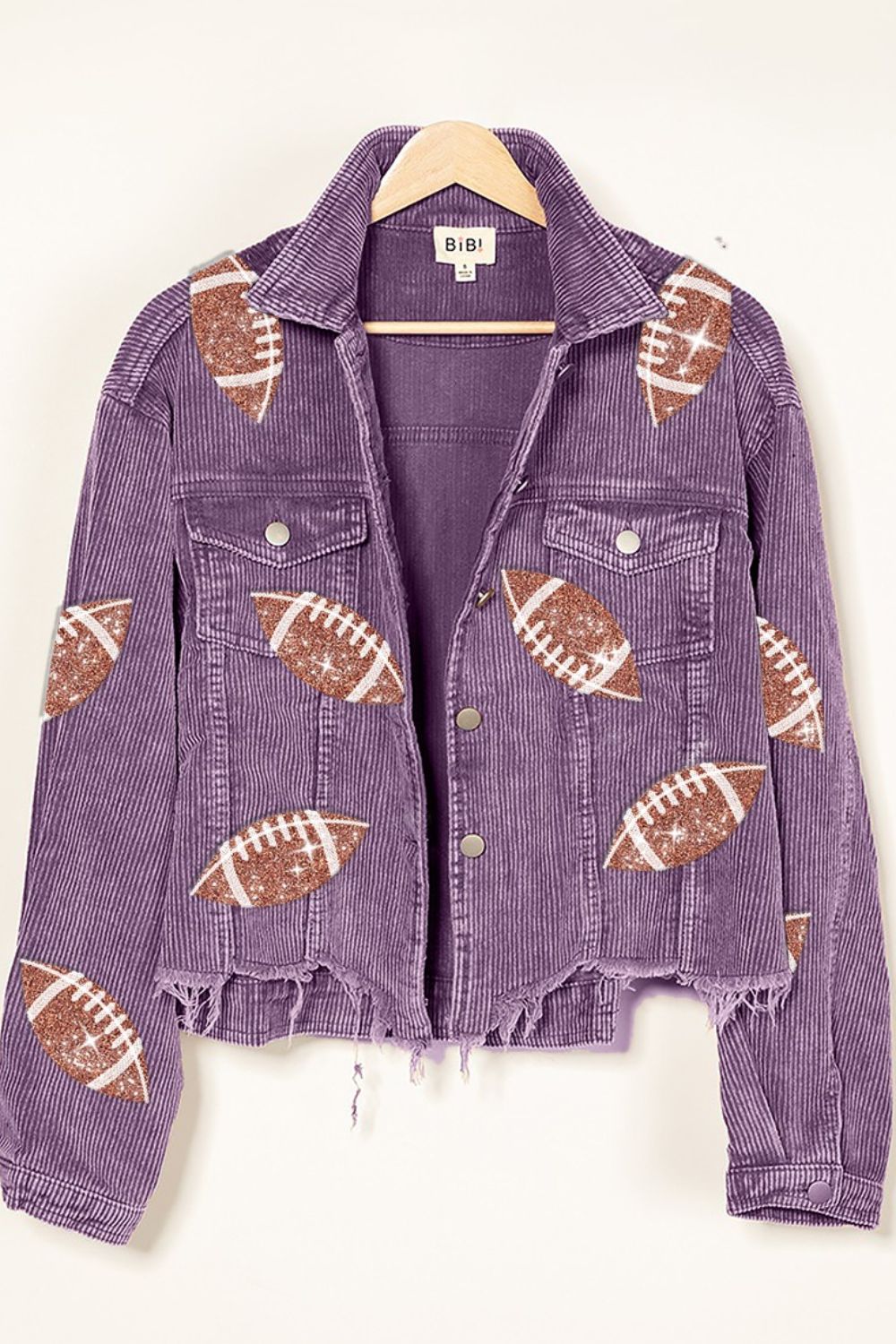 BiBi Football Sequin Embroidery Washed Corduroy Jacket - S. M. & Co. Jacket