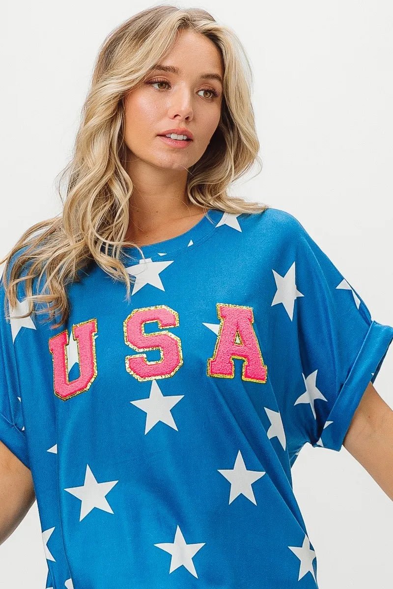 BiBi Fourth Of July Star Knit T-Shirt - S. M. & Co.
