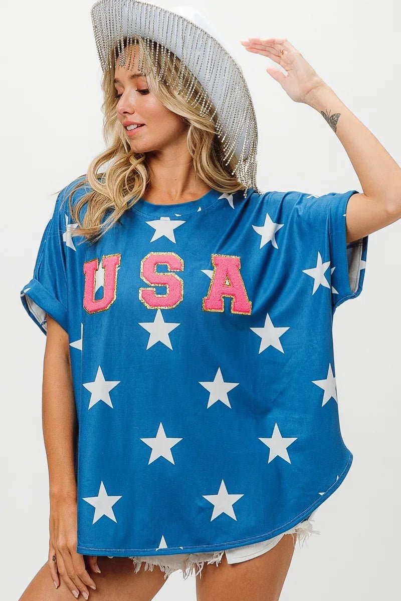 BiBi Fourth Of July Star Knit T-Shirt - S. M. & Co.