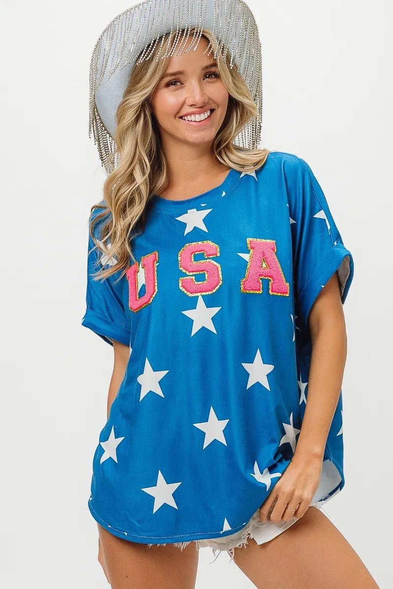 BiBi Fourth Of July Star Knit T-Shirt - S. M. & Co.