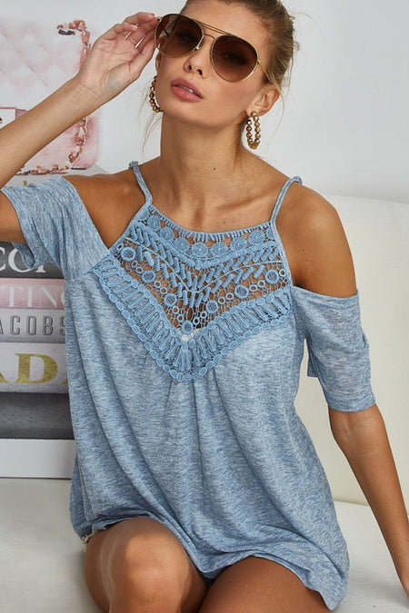 BiBi Front Crochet Lace Adjustable Strap Top - S. M. & Co. Strap Top