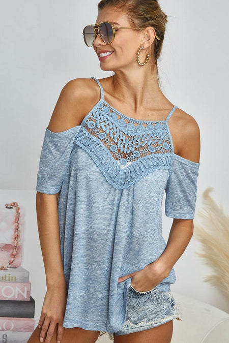 BiBi Front Crochet Lace Adjustable Strap Top - S. M. & Co. Strap Top