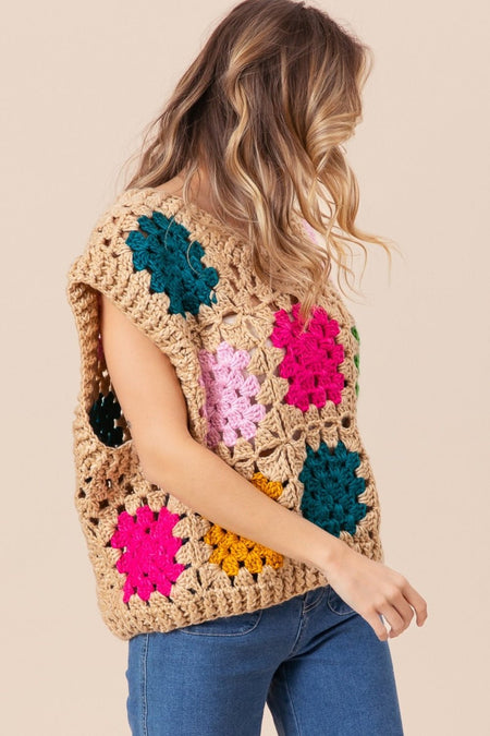 BiBi Granny Square Openwork Sweater Vest - S. M. & Co. Sweater Vest