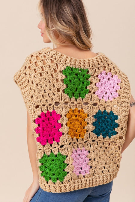 BiBi Granny Square Openwork Sweater Vest - S. M. & Co. Sweater Vest