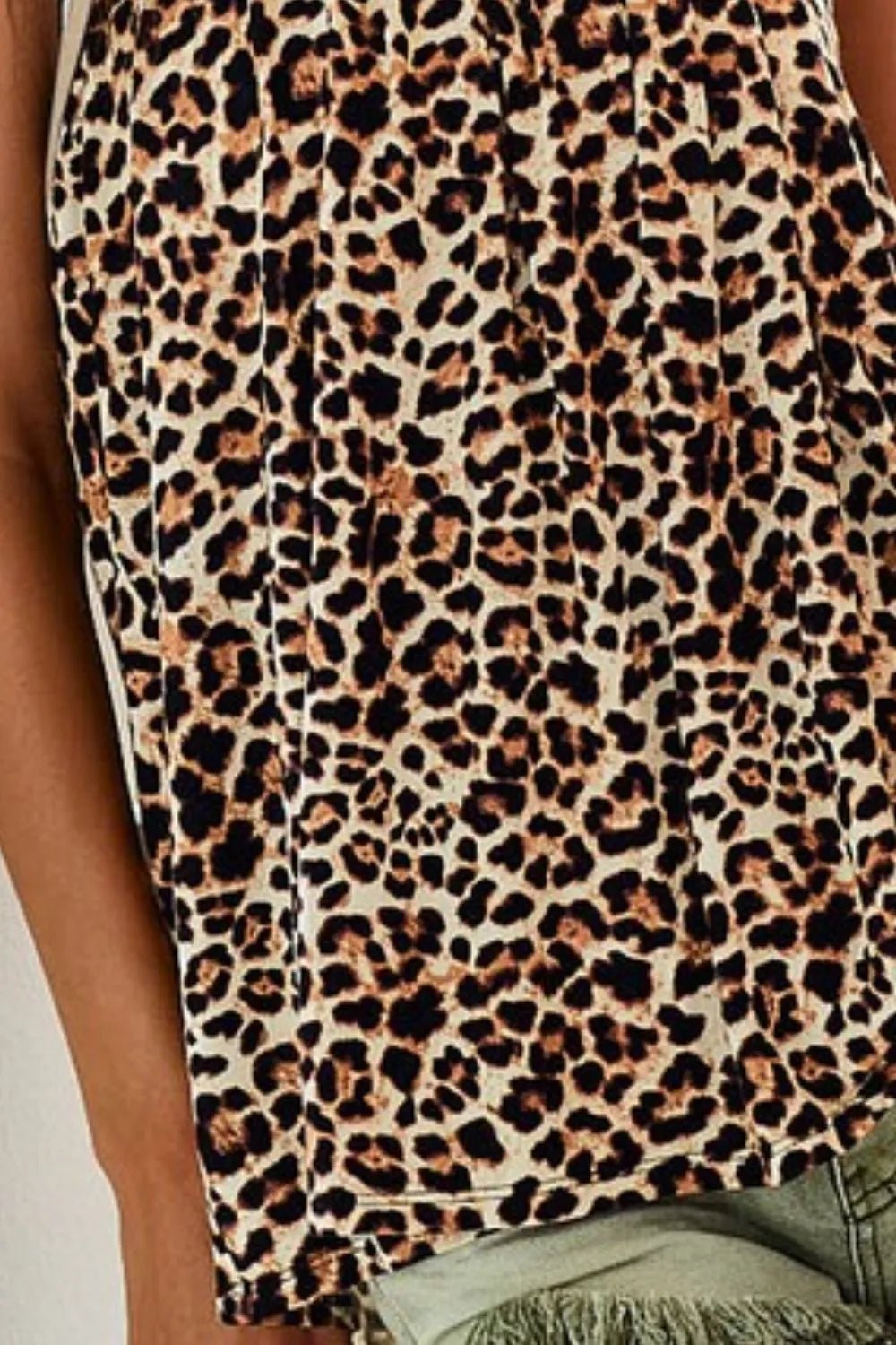 BiBi Leopard Printed Jersey Knit Gathering Cami Top - S. M. & Co.