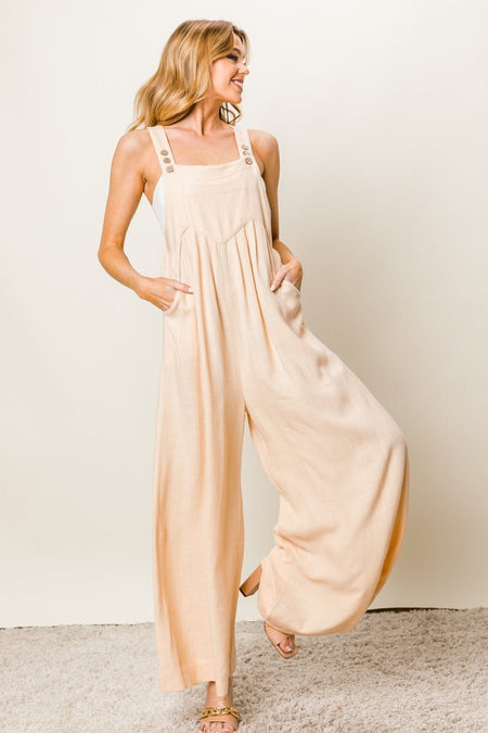 BiBi Texture Sleeveless Wide Leg Jumpsuit - S. M. & Co. Jumpsuit