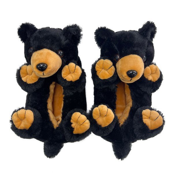 Black Bear Hugs - Women's Plush Animal slippers - S. M. & Co. Slippers