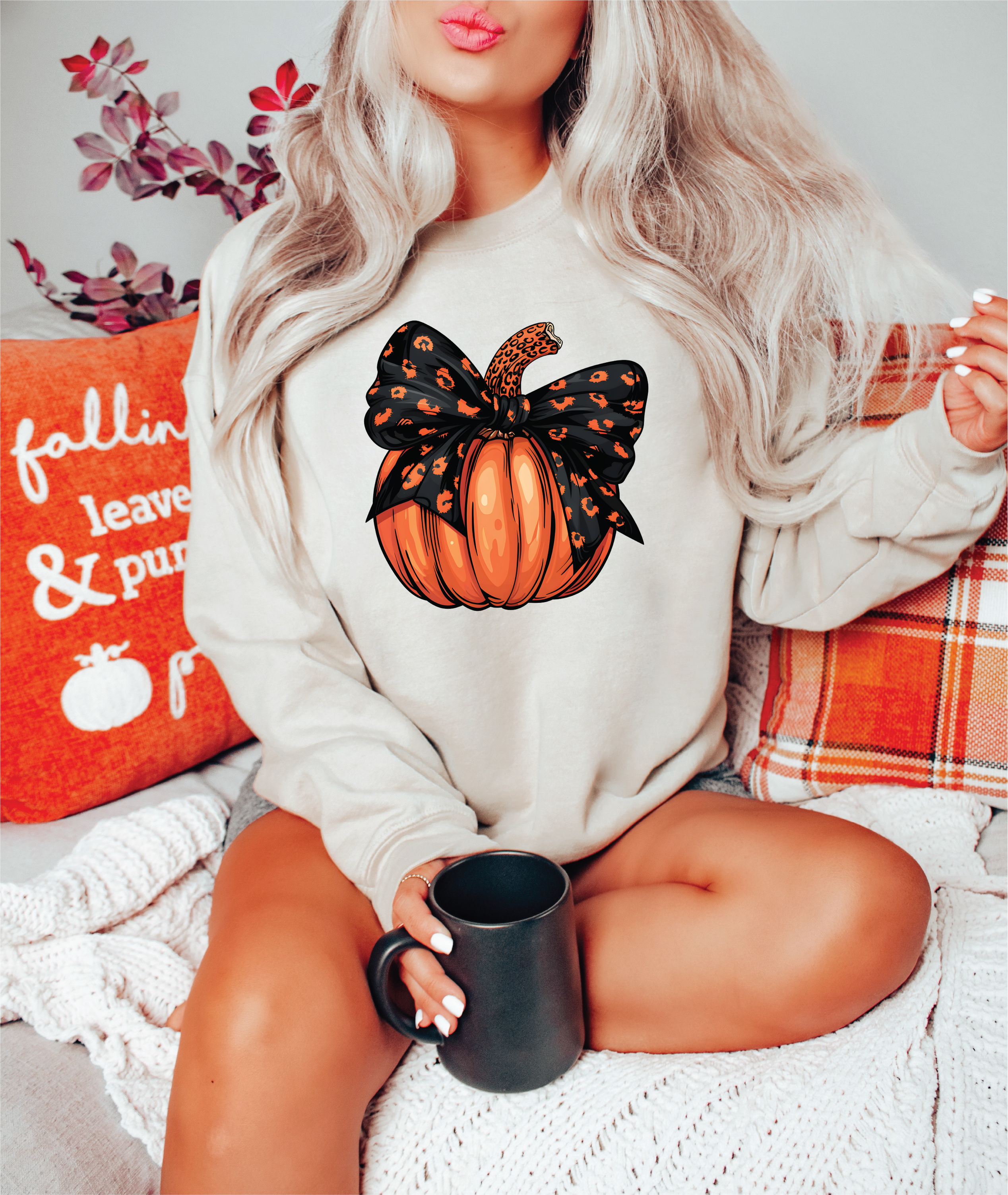 Black Leopard Pumpkin Graphic Sweatshirt