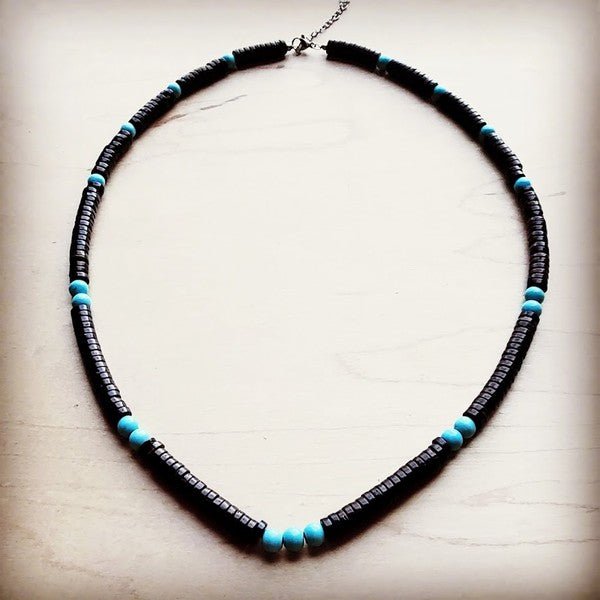 Blue Turquoise and Wood Collar Necklace - S. M. & Co. Necklace