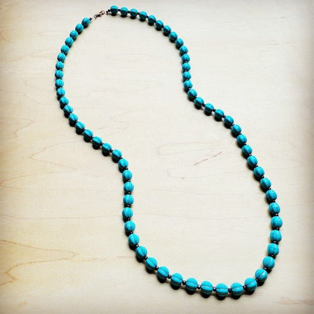 Blue Turquoise & Wood Melon Beaded Necklace - S. M. & Co. Necklace