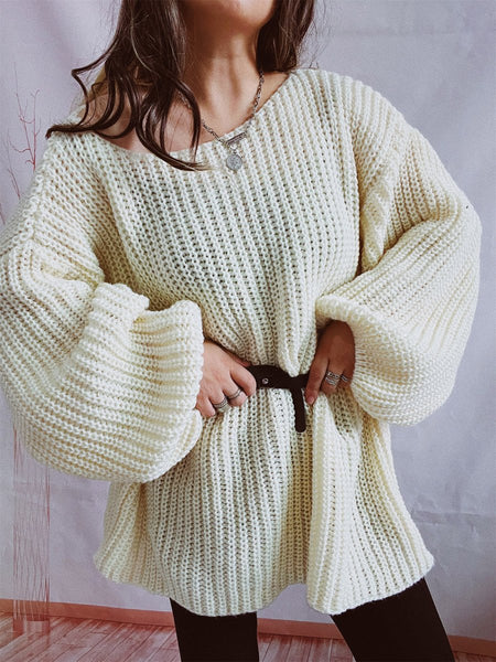 Boat Neck Long Sleeve Sweater with Belt - S. M. & Co.