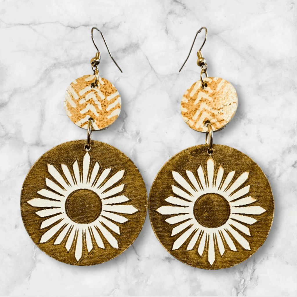 Boho Daisy Wood Earrings - S. M. & Co.