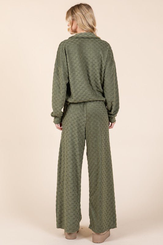 BOMBOM Tied Checkered Wide Leg Pants - S. M. & Co.