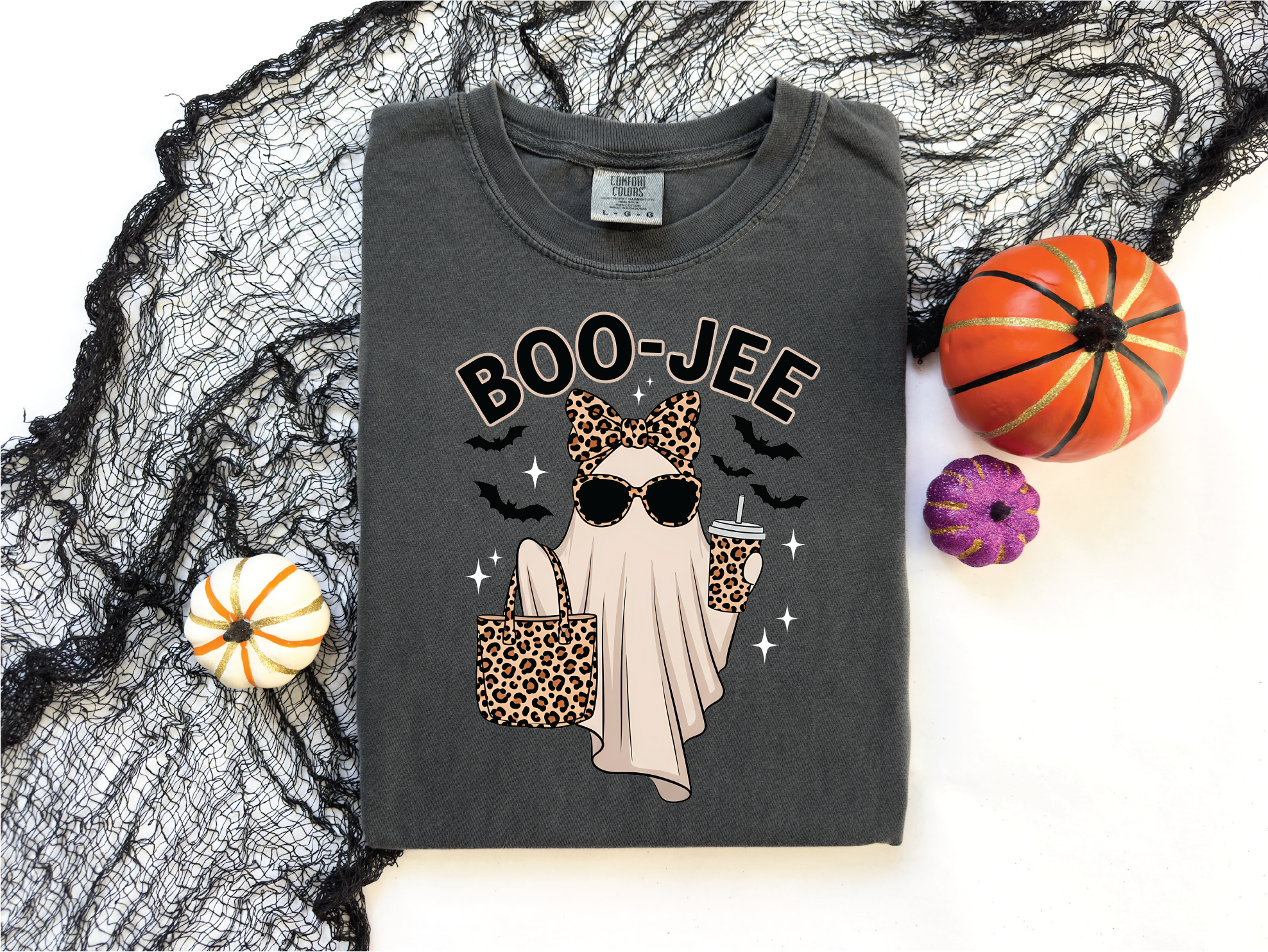 Boo-jee Leopard Ghost- Fall Graphic T-Shirt