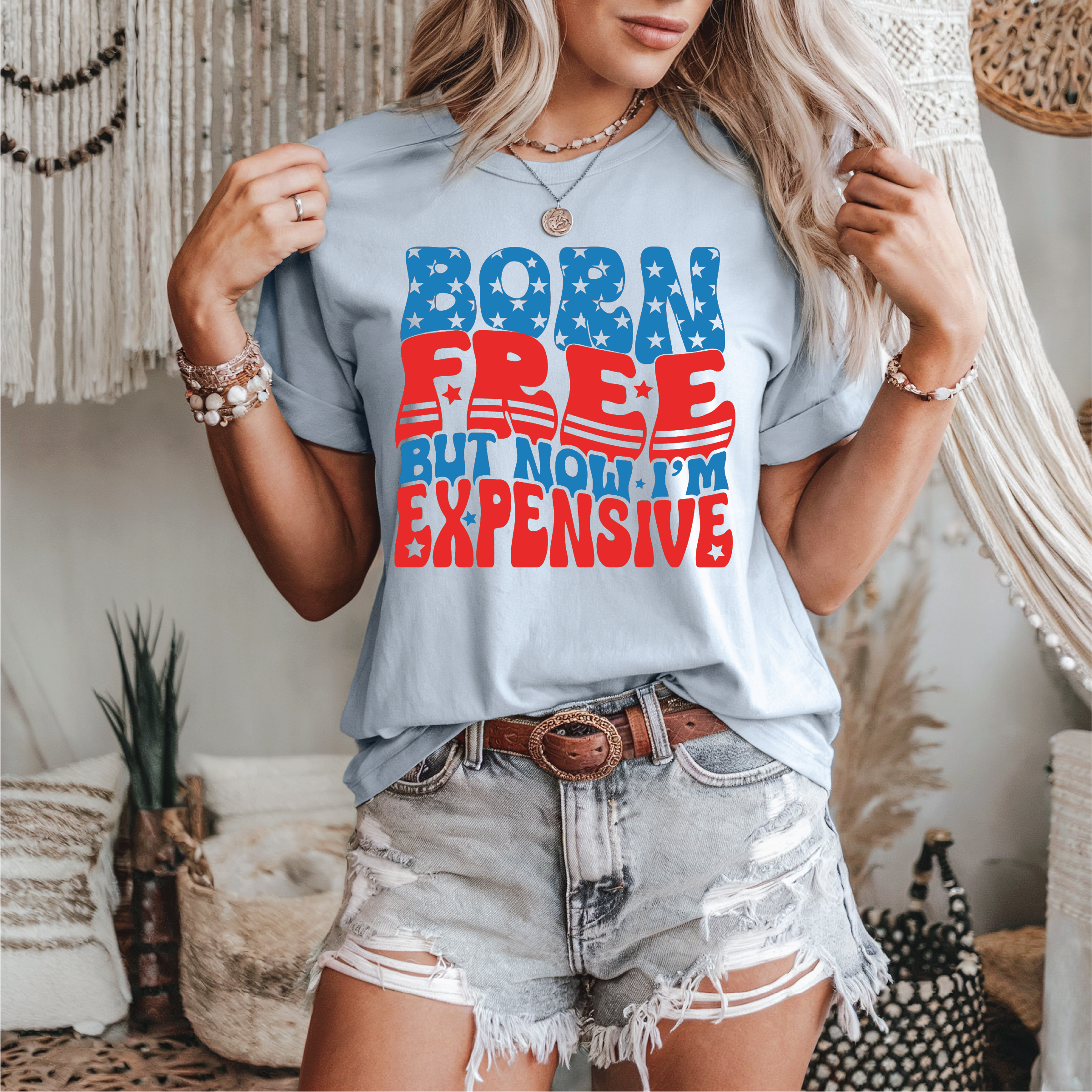 Born Free But Now I'm Expensive Patriotic Graphic Tee