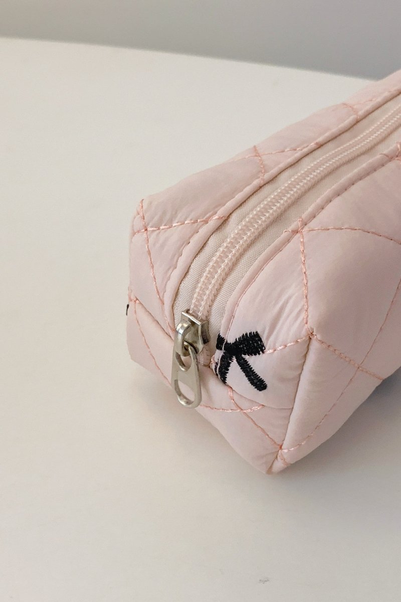 Bow Embroidered Quilted Storage Bag - S. M. & Co.