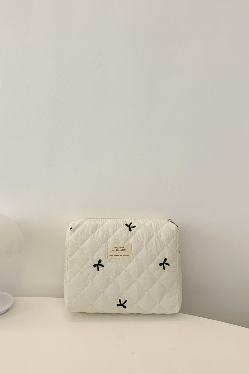 Bow Embroidered Quilted Storage Bag - S. M. & Co.