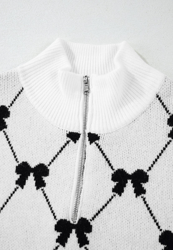 Bow Half Zip Sweater Vest - S. M. & Co.