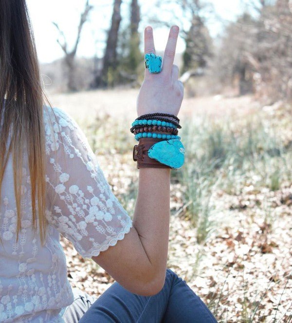 Bracelet Bar-Blue Turquoise Stackable Bracelet - S. M. & Co. Bracelet