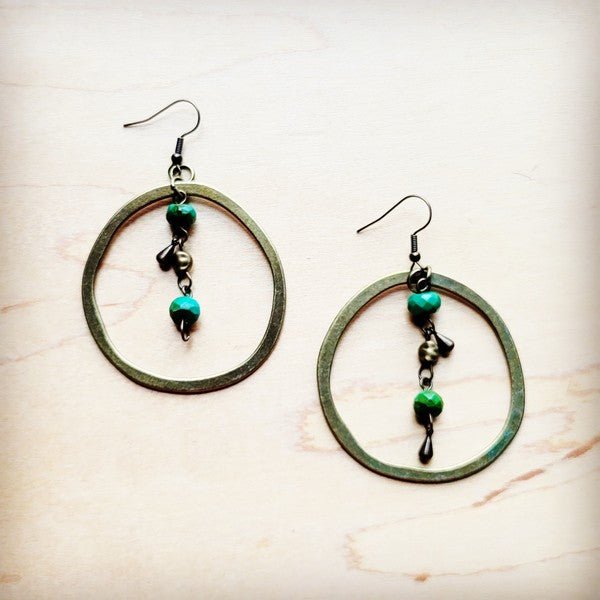 Bronze Hoop Earrings w/ Green Jasper - S. M. & Co. Earrings