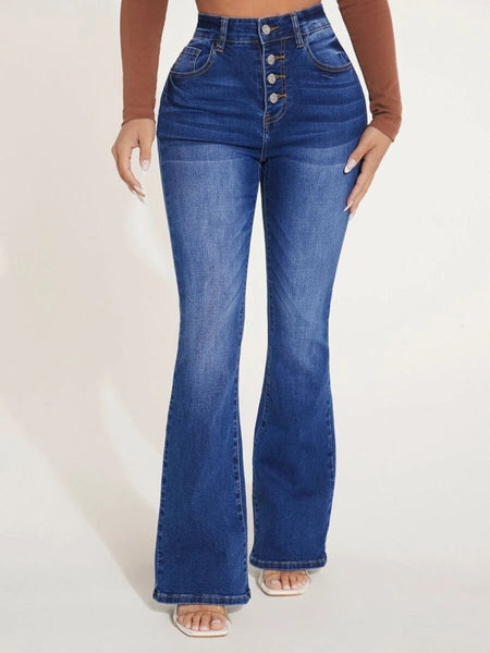 Button Fly Bootcut Jeans with Pockets - S. M. & Co.