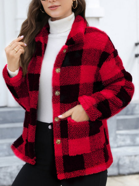 Button Up Drop Shoulder Fuzzy Jacket - S. M. & Co.