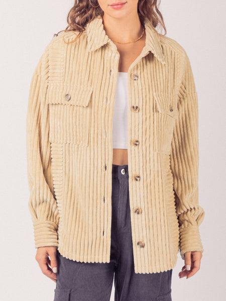 Button Up Long Sleeve Corduroy Jacket - S. M. & Co.