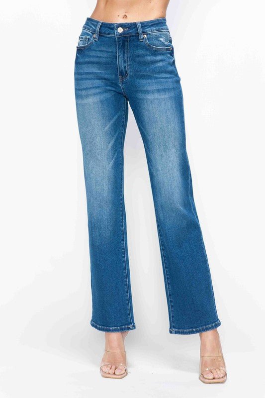 bytos Full Size Cat's Whiskers High Rise Straight Jeans - S. M. & Co.