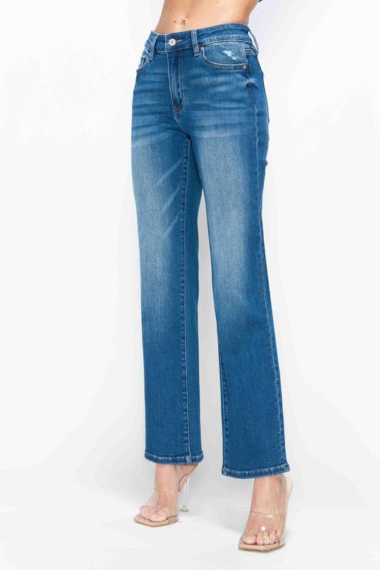 bytos Full Size Cat's Whiskers High Rise Straight Jeans - S. M. & Co.