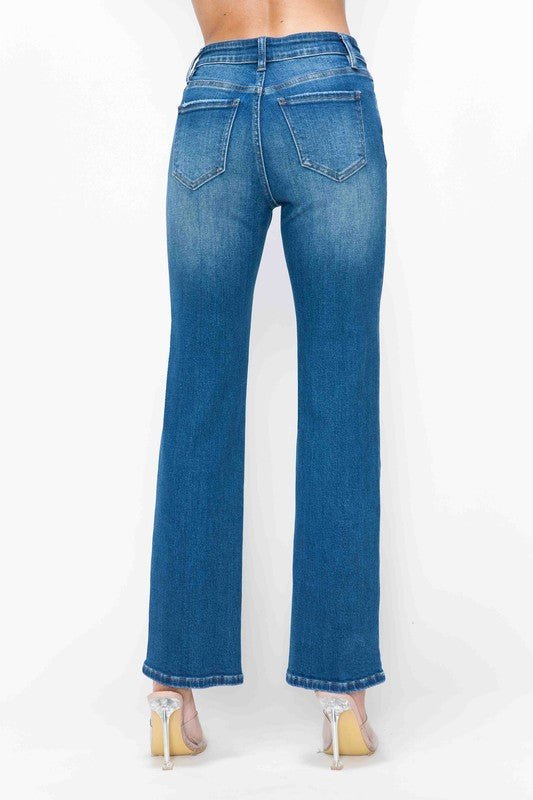 bytos Full Size Cat's Whiskers High Rise Straight Jeans - S. M. & Co.