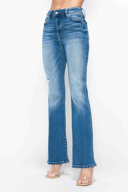 bytos Full Size Distressed High Rise Jeans with Pockets - S. M. & Co.