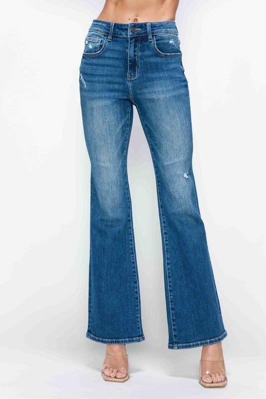 bytos Full Size High Rise Bootcut Jeans with Pockets - S. M. & Co.