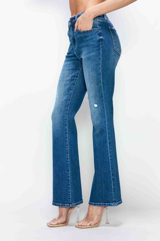 bytos Full Size High Rise Bootcut Jeans with Pockets - S. M. & Co.