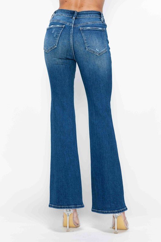 bytos Full Size High Rise Bootcut Jeans with Pockets - S. M. & Co.