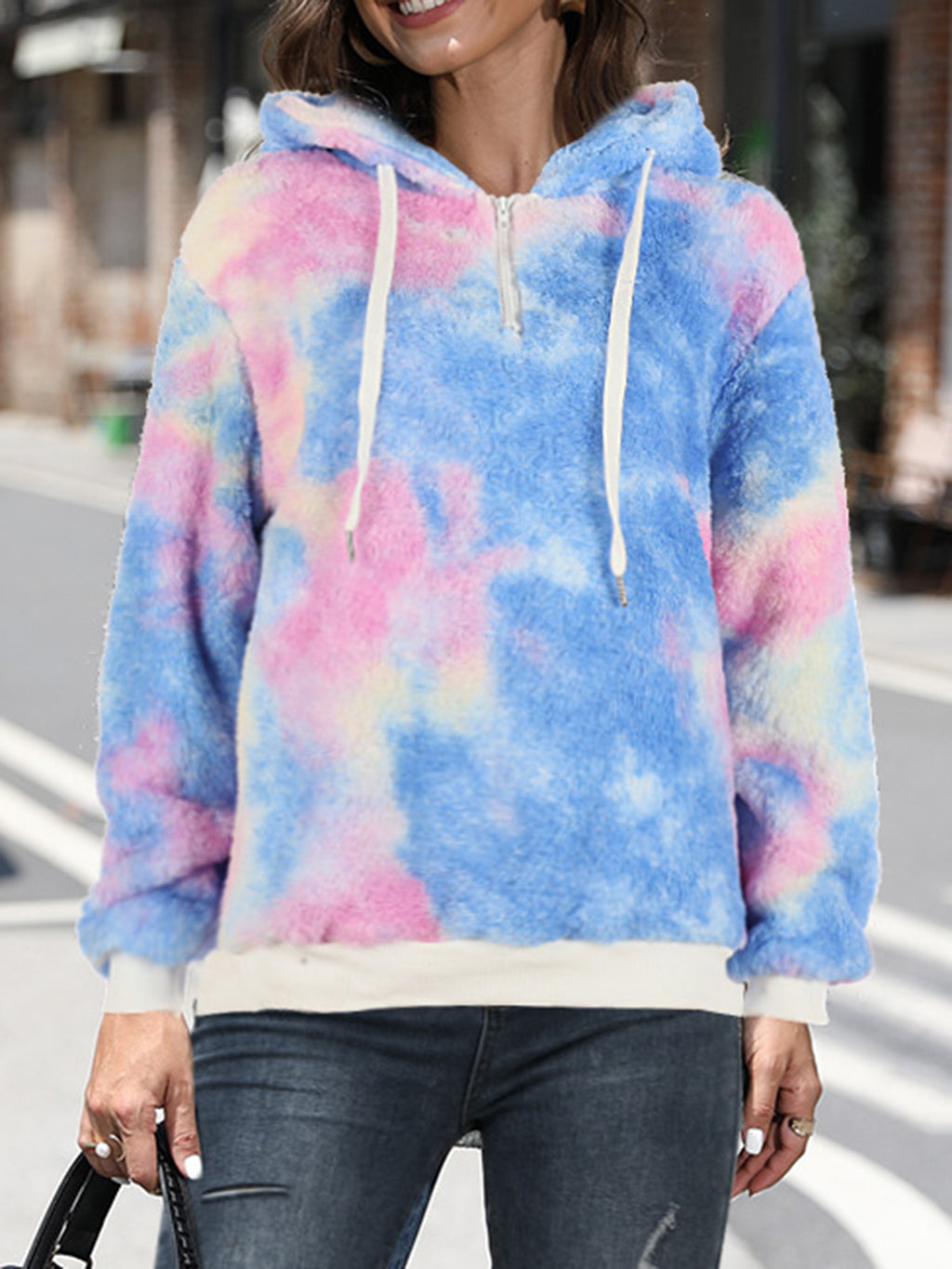 Printed Drawstring Long Sleeve Hoodie