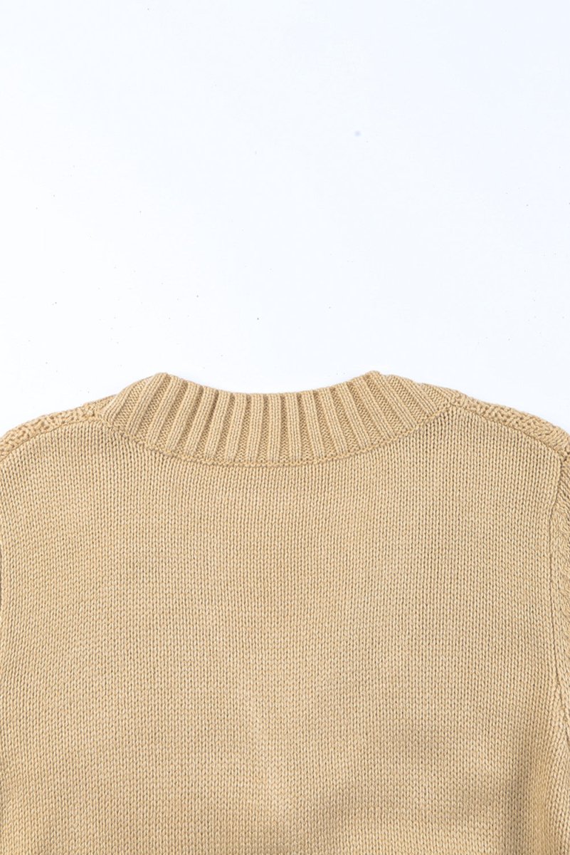 Cable - Knit Button Down V - Neck Cardigan - S. M. & Co.