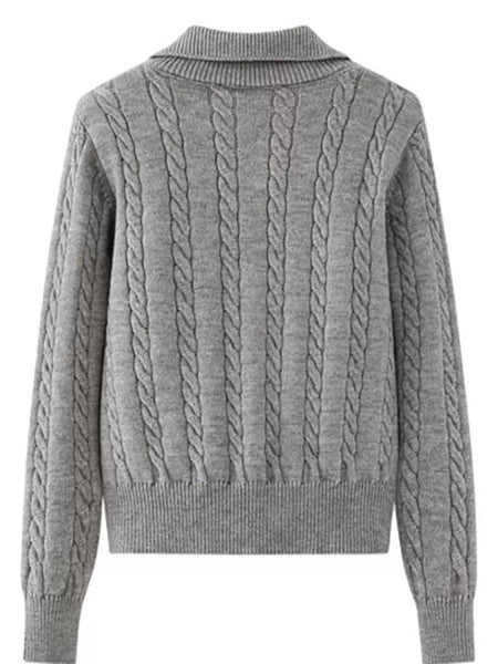 Cable - Knit Half Zip Long Sleeve Sweater - S. M. & Co.