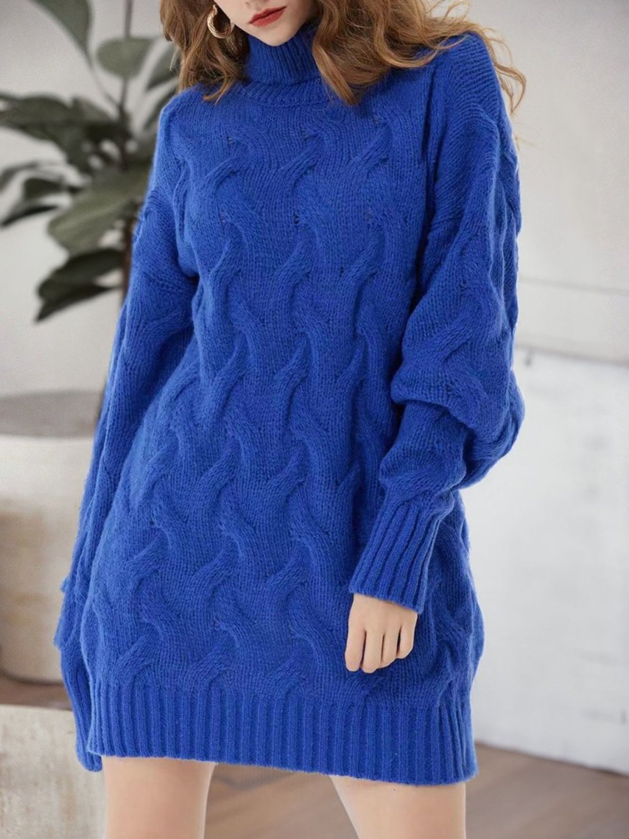 Cable - Knit Turtleneck Sweater Dress - S. M. & Co.