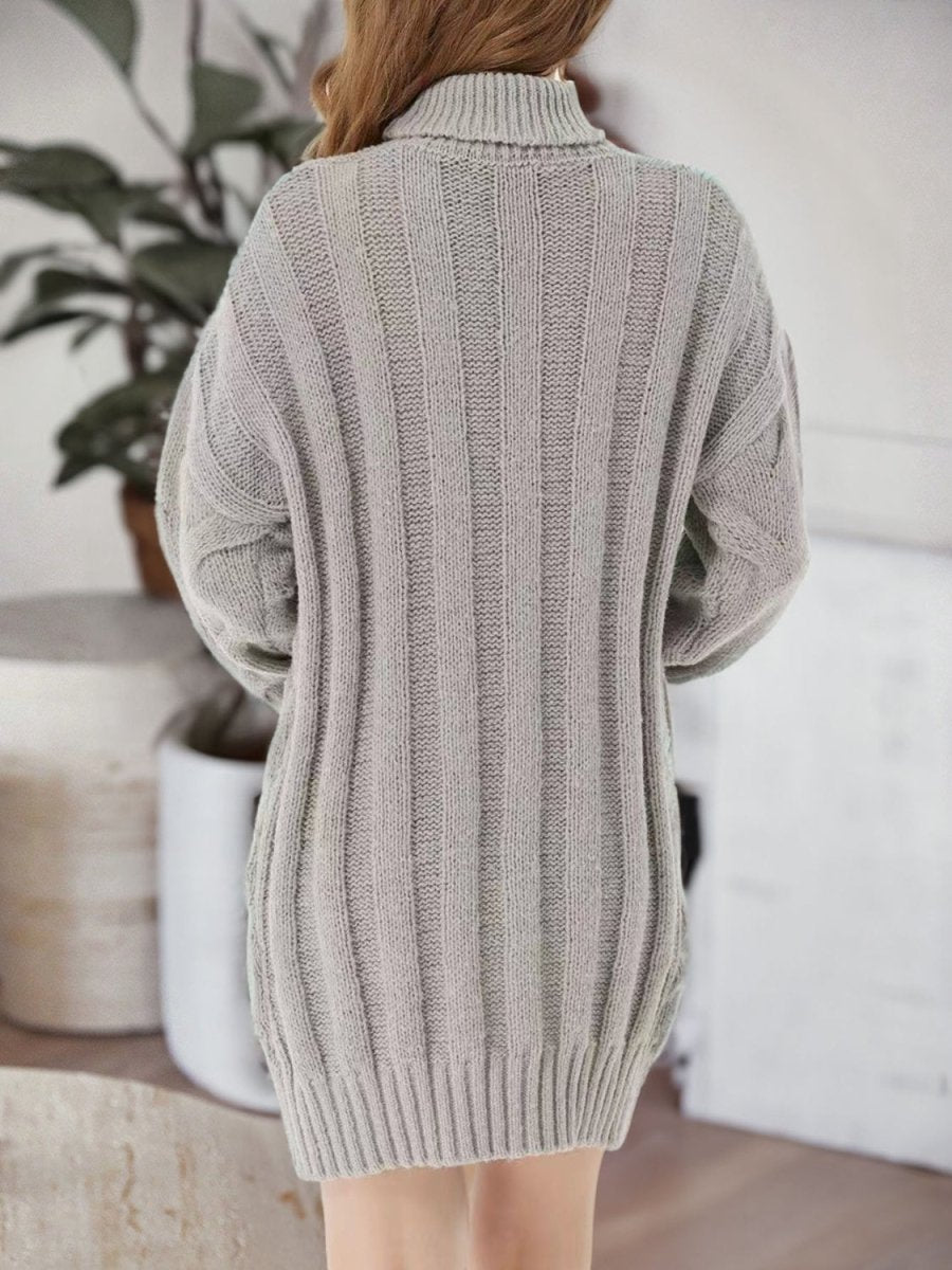 Cable - Knit Turtleneck Sweater Dress - S. M. & Co.