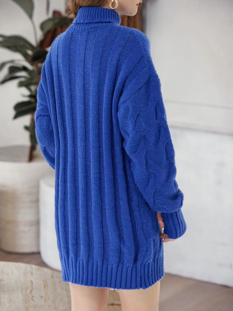 Cable - Knit Turtleneck Sweater Dress - S. M. & Co.