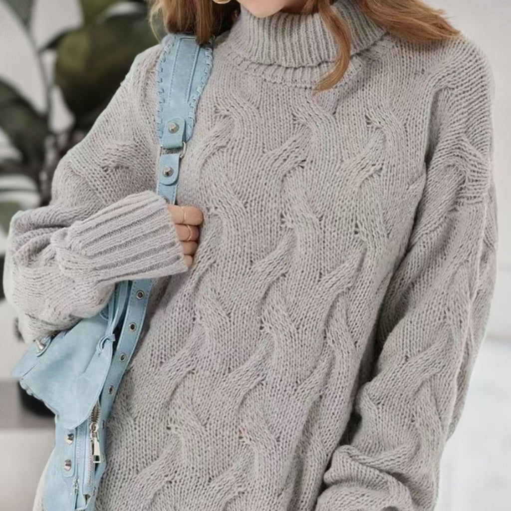 Cable - Knit Turtleneck Sweater Dress - S. M. & Co.