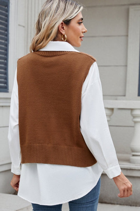 Cable - Knit V - Neck Sweater Vest - S. M. & Co.