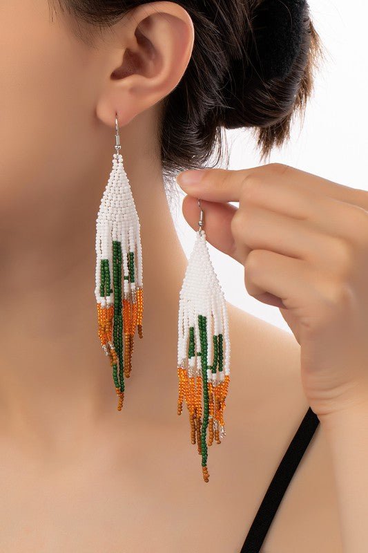 Cactus in desert seed bead earrings - S. M. & Co. Earrings