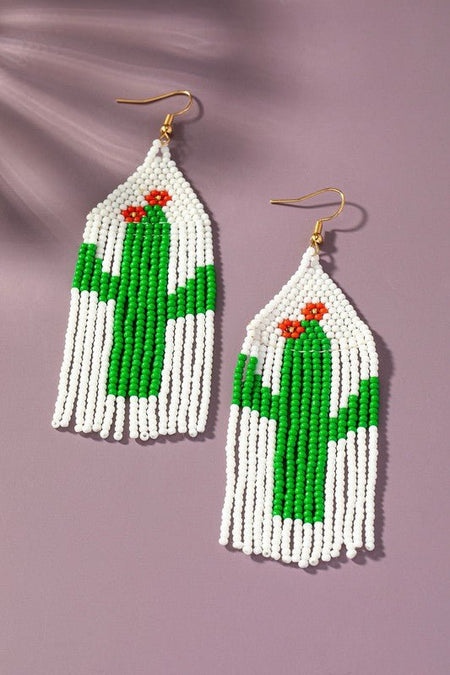 Cactus with flowers seed bead earrings - S. M. & Co. Earrings